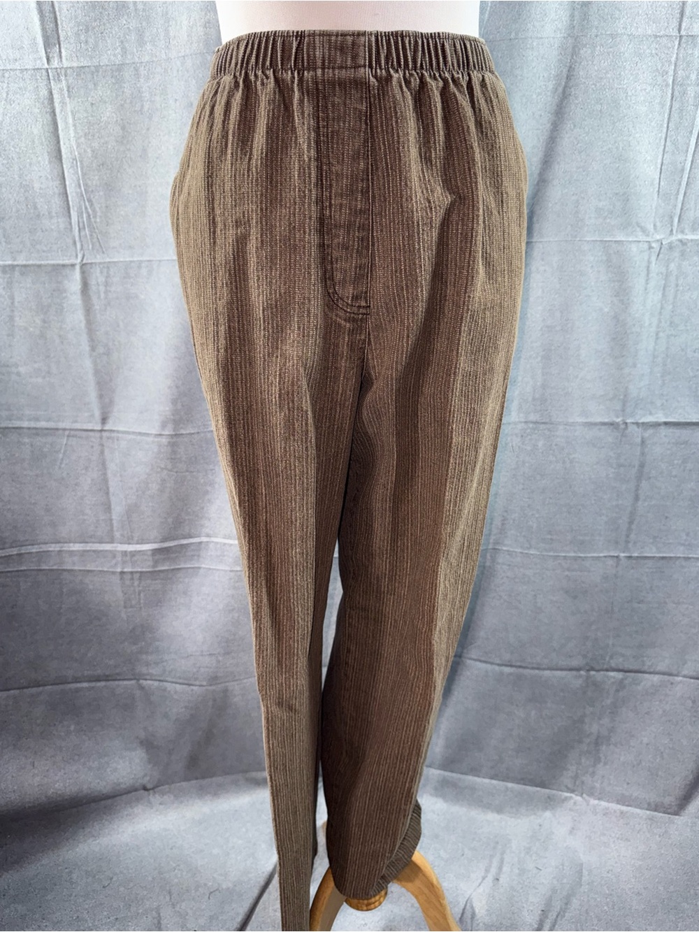 3155-Allison Daley Brown Corduroy Elastic Waist Pants